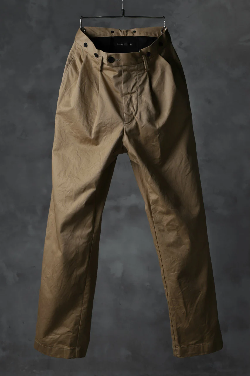 KLASICA GRIOTTE 2 TUCKED WIDE TROUSERS / CHINO CLOTH (BEIGE)