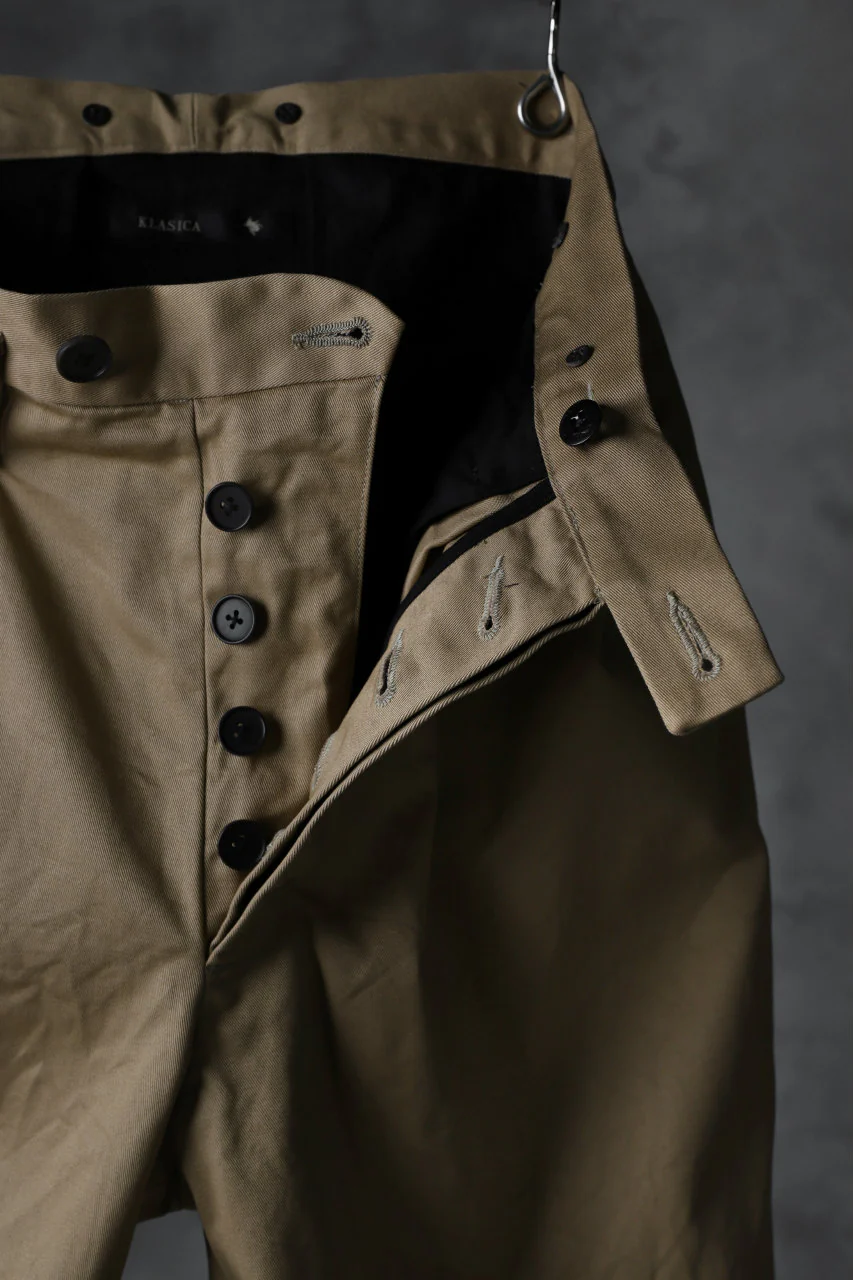KLASICA GRIOTTE 2 TUCKED WIDE TROUSERS / CHINO CLOTH (BEIGE) - Image 13