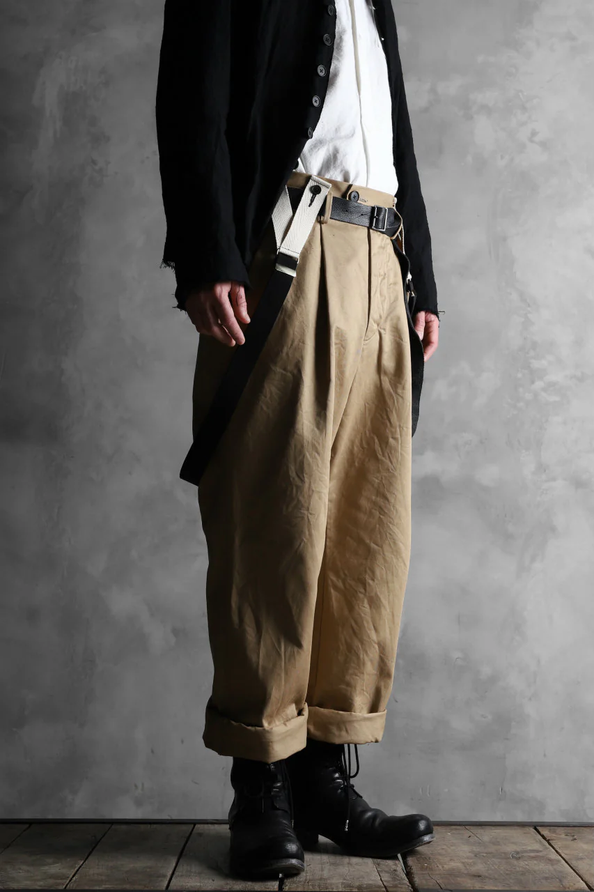 KLASICA GRIOTTE 2 TUCKED WIDE TROUSERS / CHINO CLOTH (BEIGE) - Image 24