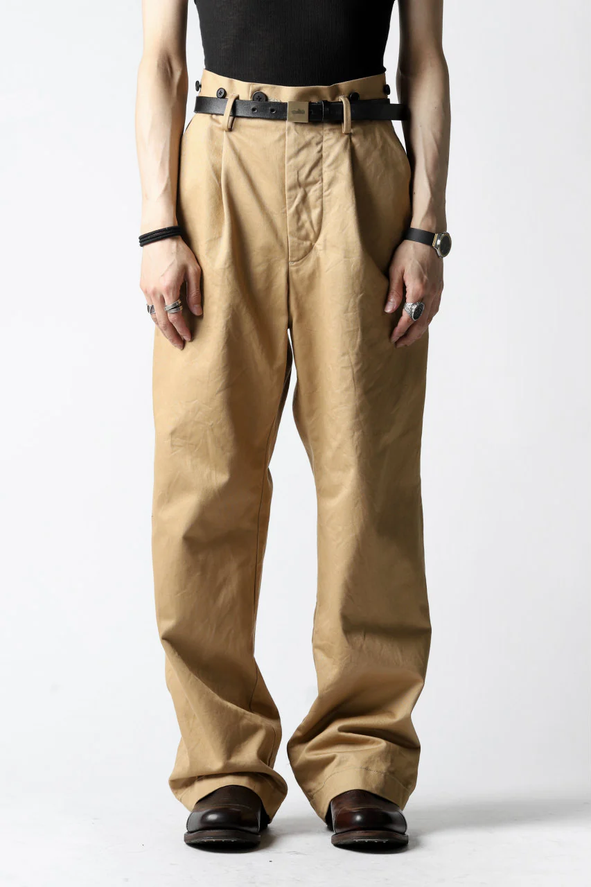 KLASICA GRIOTTE 2 TUCKED WIDE TROUSERS / CHINO CLOTH (BEIGE) - Image 29