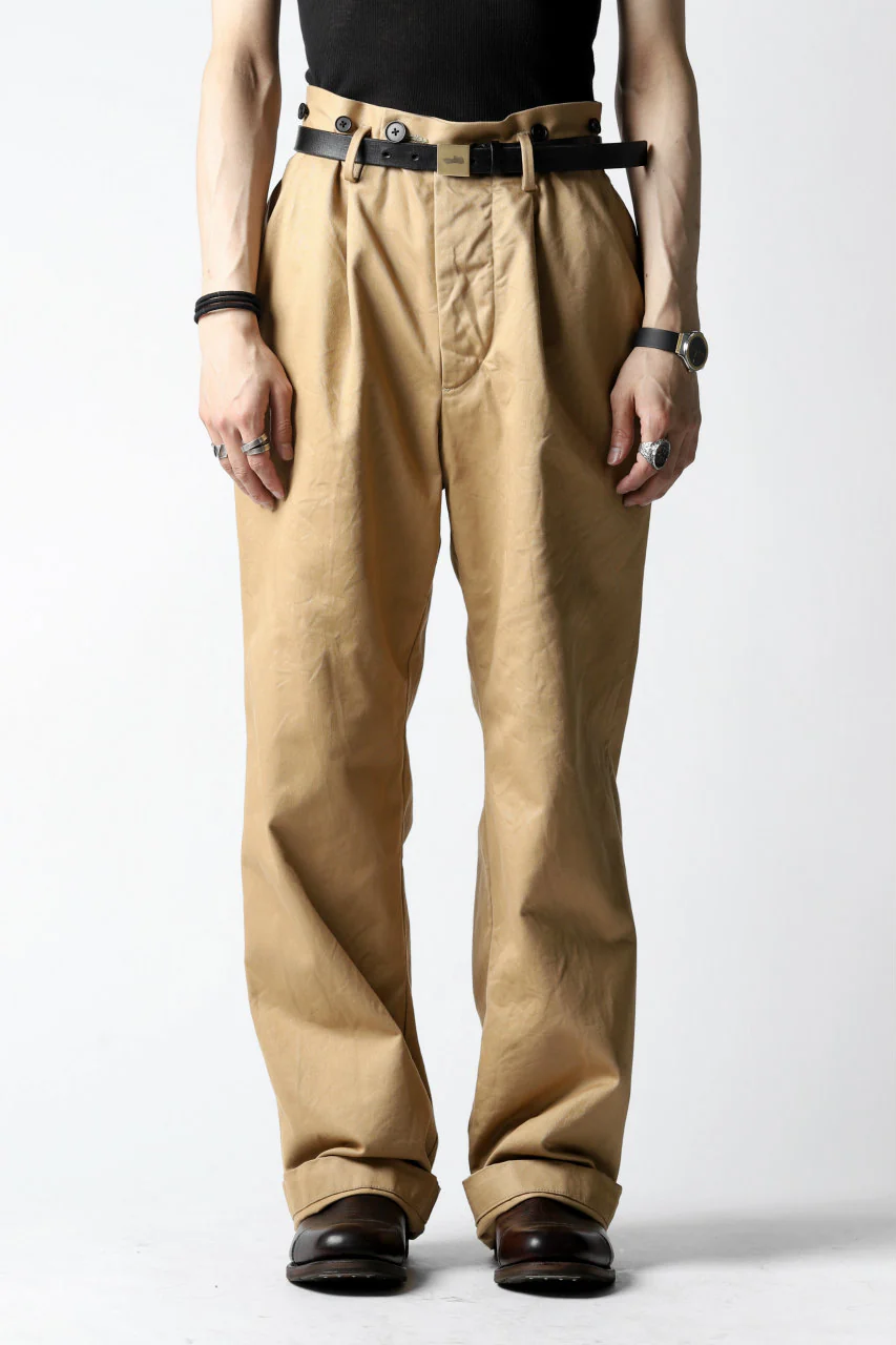 KLASICA GRIOTTE 2 TUCKED WIDE TROUSERS / CHINO CLOTH (BEIGE) - Image 30