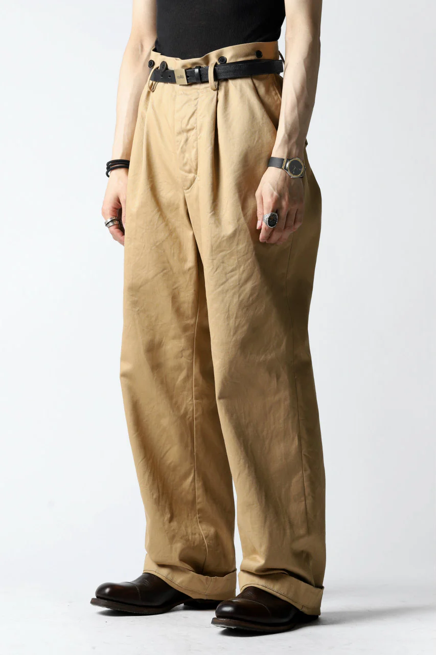 KLASICA GRIOTTE 2 TUCKED WIDE TROUSERS / CHINO CLOTH (BEIGE) - Image 32