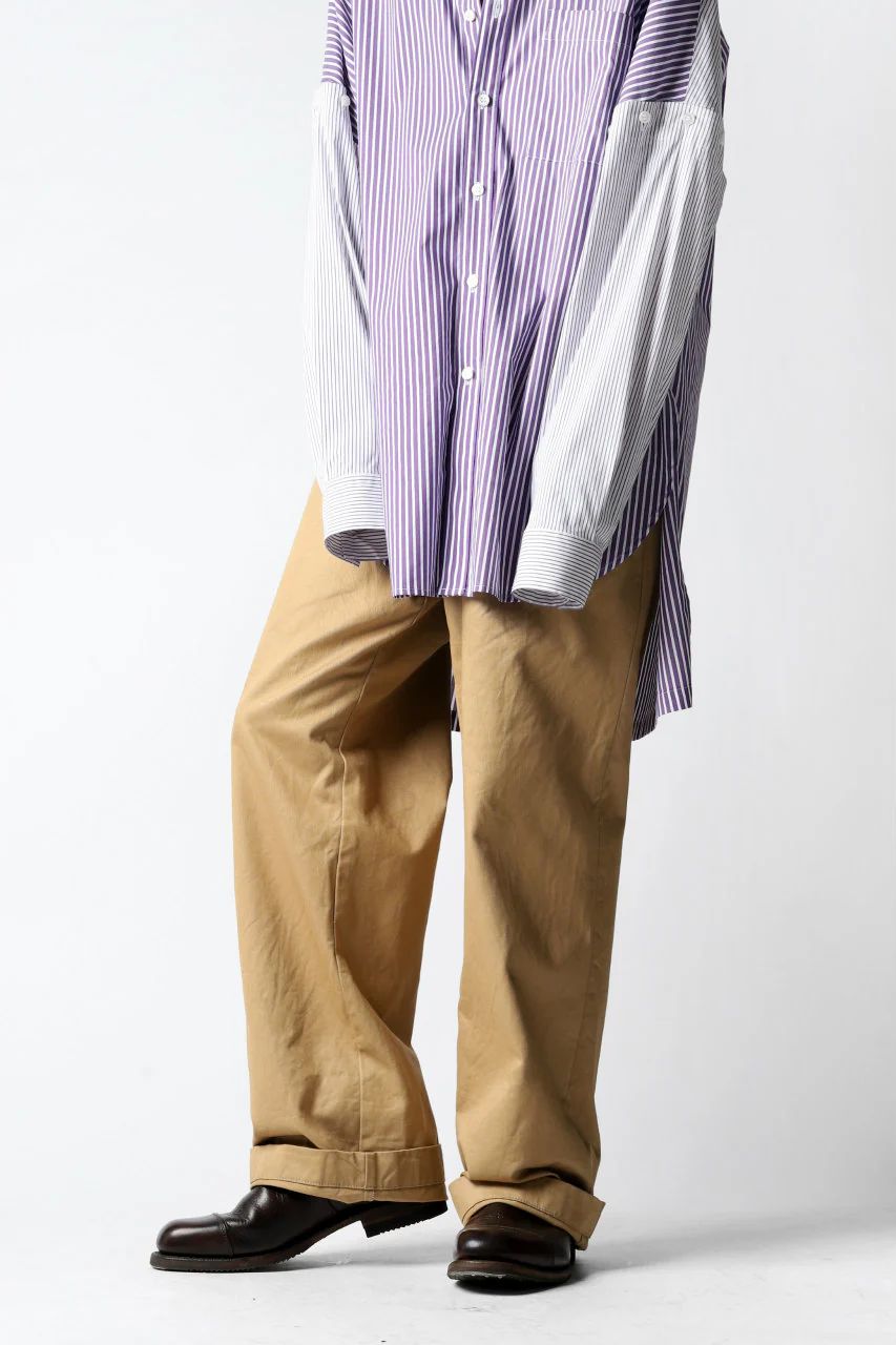 KLASICA GRIOTTE 2 TUCKED WIDE TROUSERS / CHINO CLOTH (BEIGE) - Image 34