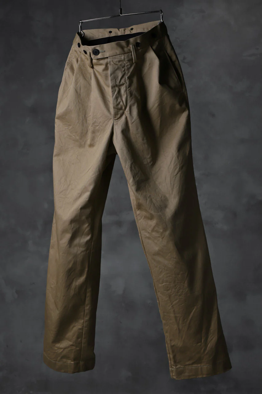 KLASICA GRIOTTE 2 TUCKED WIDE TROUSERS / CHINO CLOTH (BEIGE) - Image 5