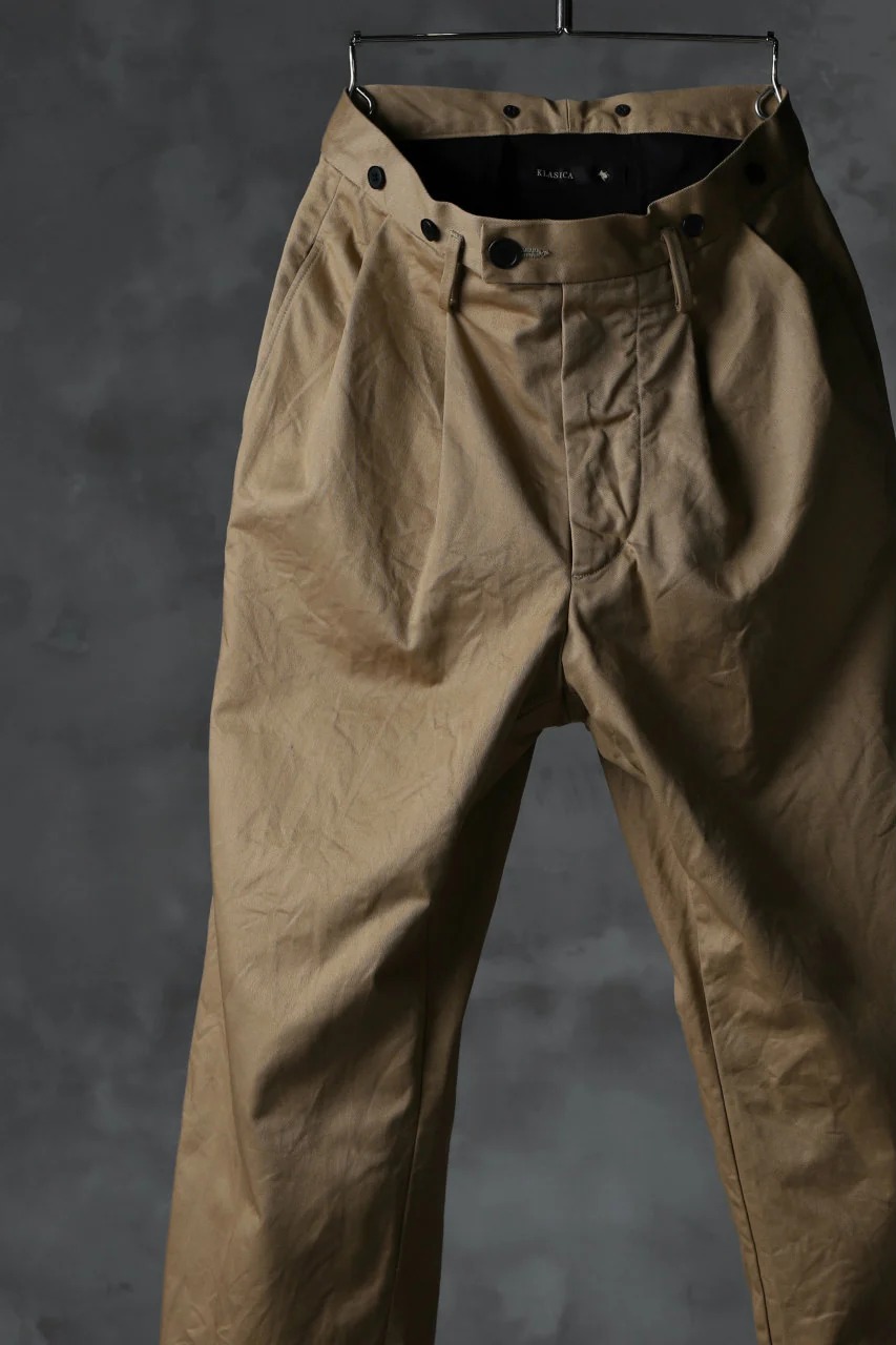 KLASICA GRIOTTE 2 TUCKED WIDE TROUSERS / CHINO CLOTH (BEIGE) - Image 7
