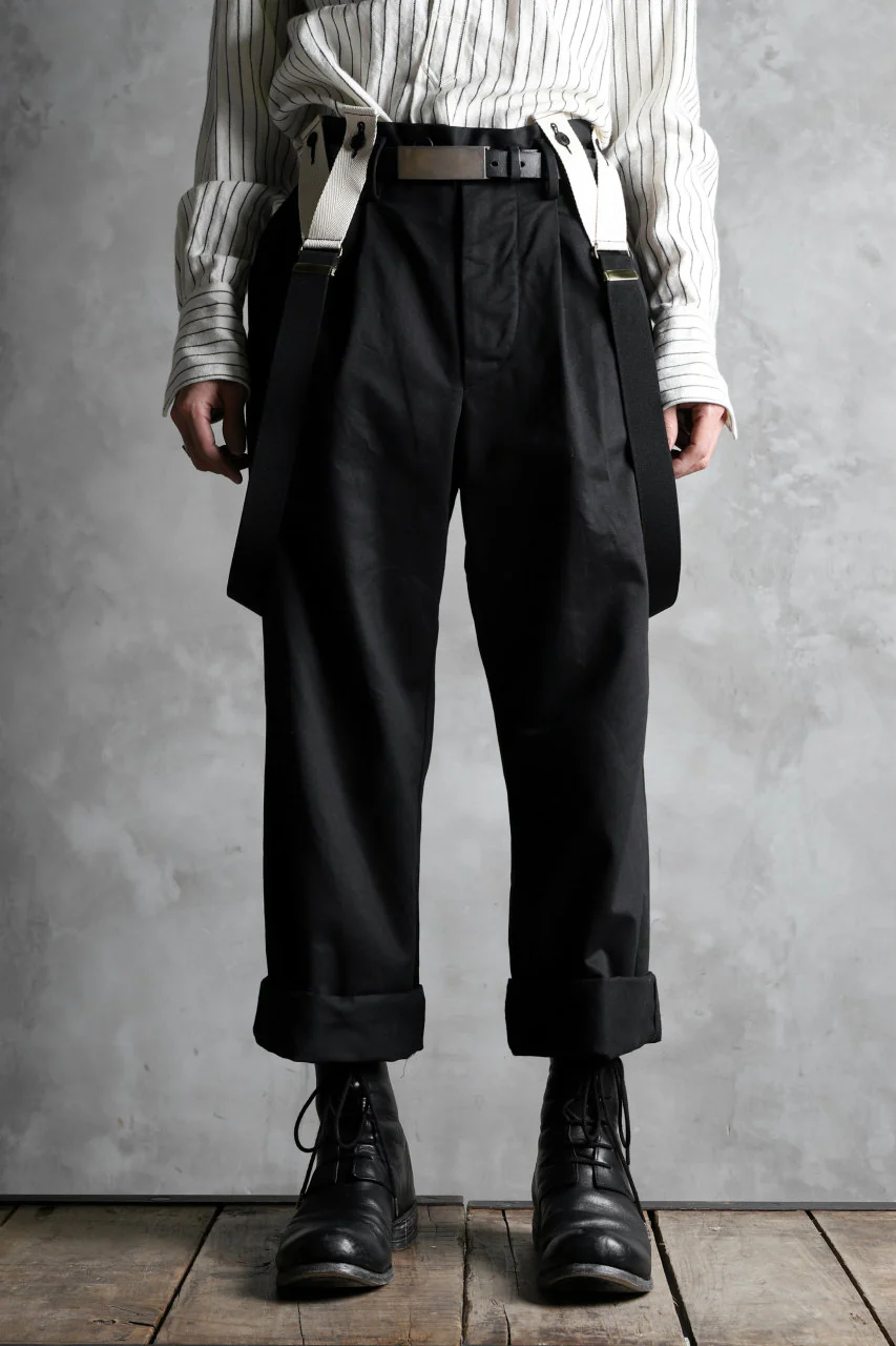 KLASICA GRIOTTE 2 TUCKED WIDE TROUSERS / CHINO CLOTH (BLACK) - Image 21