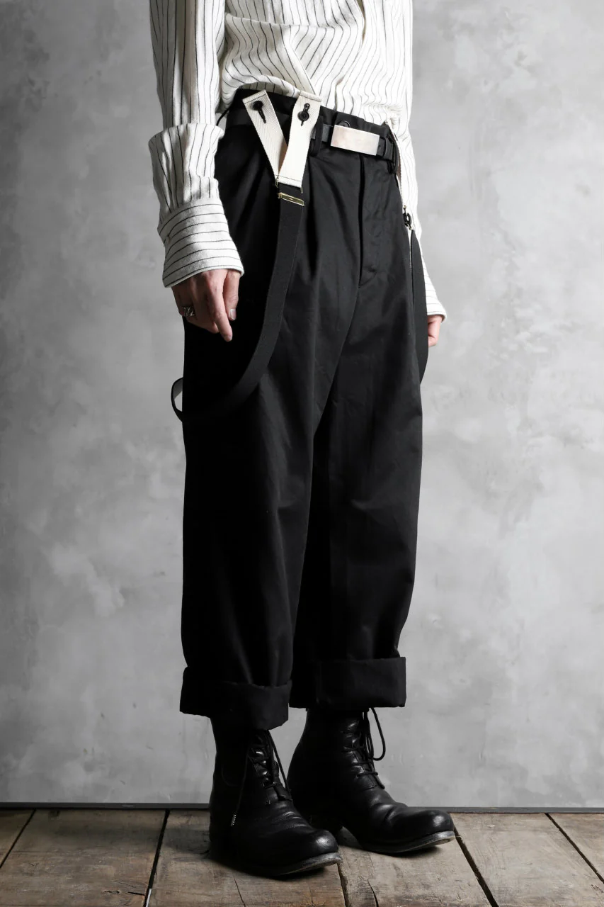 KLASICA GRIOTTE 2 TUCKED WIDE TROUSERS / CHINO CLOTH (BLACK) - Image 23