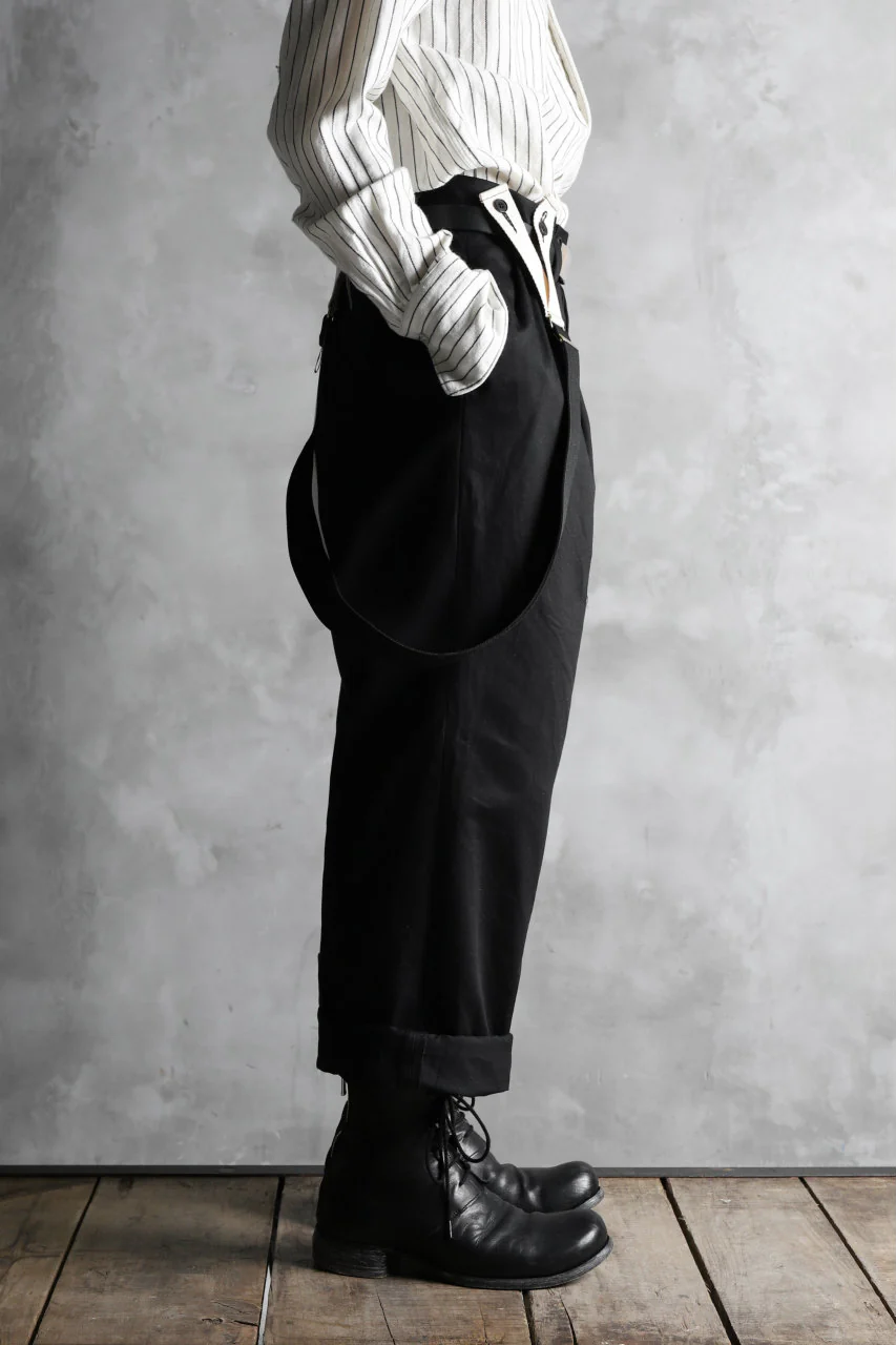 KLASICA GRIOTTE 2 TUCKED WIDE TROUSERS / CHINO CLOTH (BLACK) - Image 24