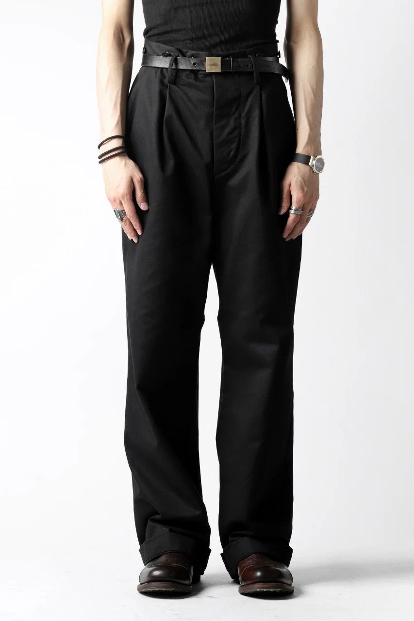 KLASICA GRIOTTE 2 TUCKED WIDE TROUSERS / CHINO CLOTH (BLACK) - Image 27