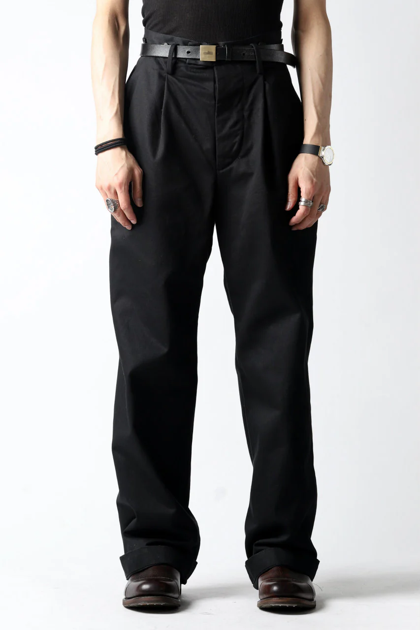 KLASICA GRIOTTE 2 TUCKED WIDE TROUSERS / CHINO CLOTH (BLACK) - Image 28