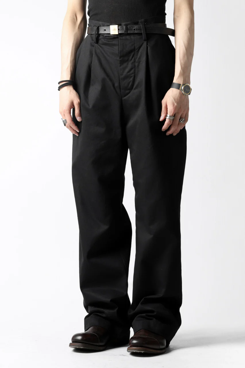 KLASICA GRIOTTE 2 TUCKED WIDE TROUSERS / CHINO CLOTH (BLACK) - Image 29