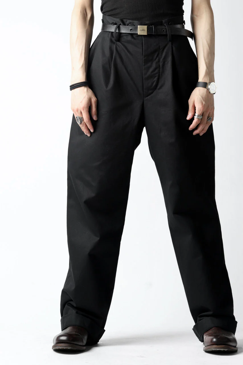 KLASICA GRIOTTE 2 TUCKED WIDE TROUSERS / CHINO CLOTH (BLACK) - Image 30