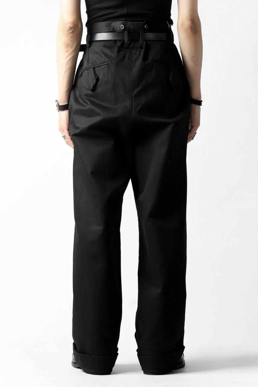 KLASICA GRIOTTE 2 TUCKED WIDE TROUSERS / CHINO CLOTH (BLACK) - Image 31