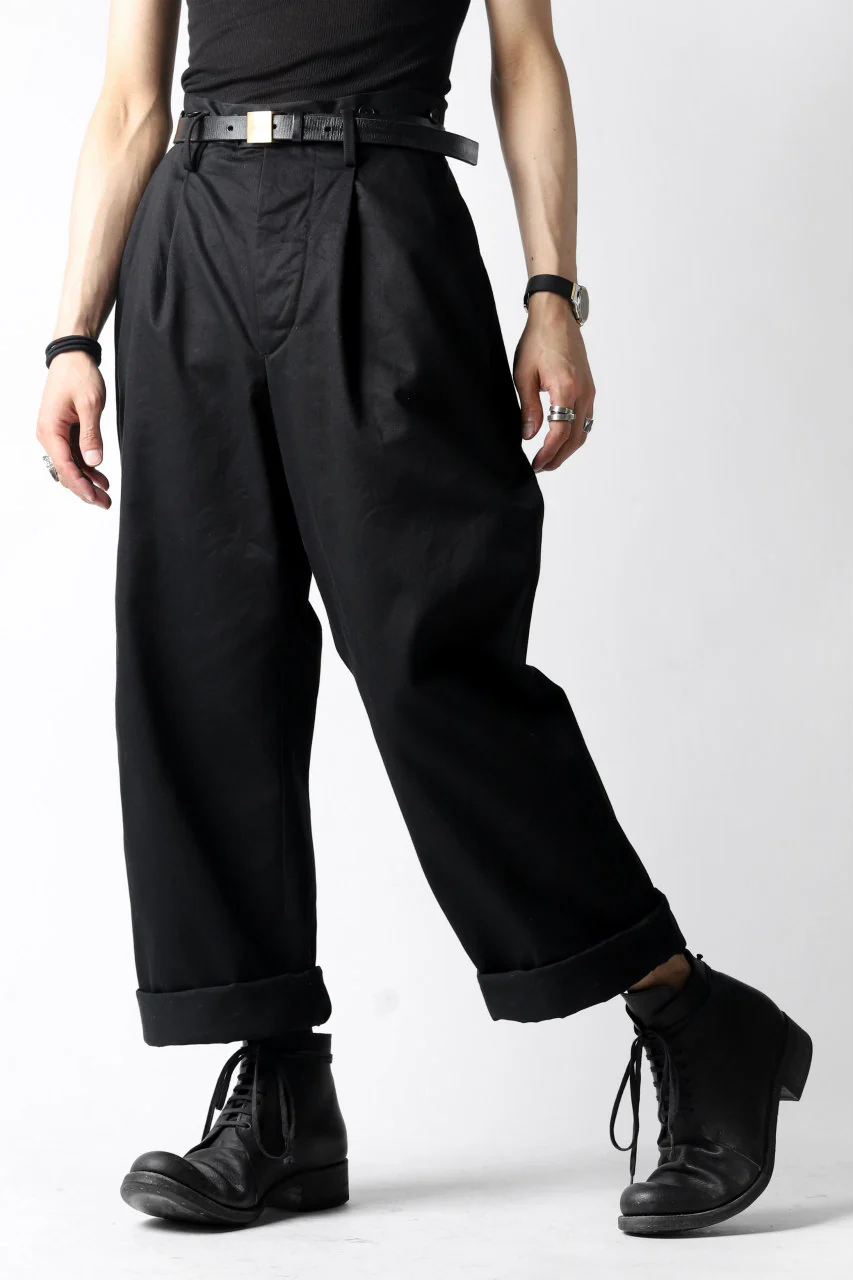 KLASICA GRIOTTE 2 TUCKED WIDE TROUSERS / CHINO CLOTH (BLACK) - Image 38