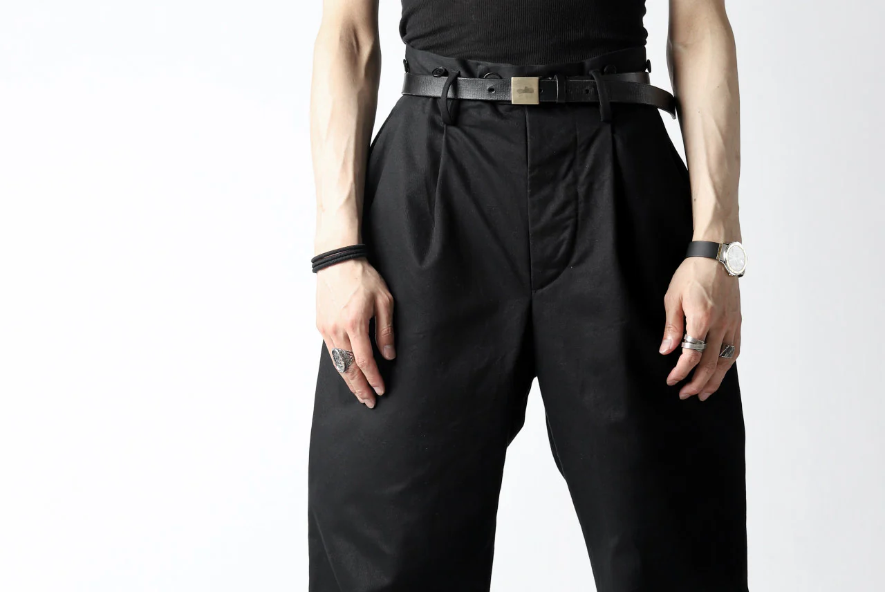 KLASICA GRIOTTE 2 TUCKED WIDE TROUSERS / CHINO CLOTH (BLACK) - Image 43