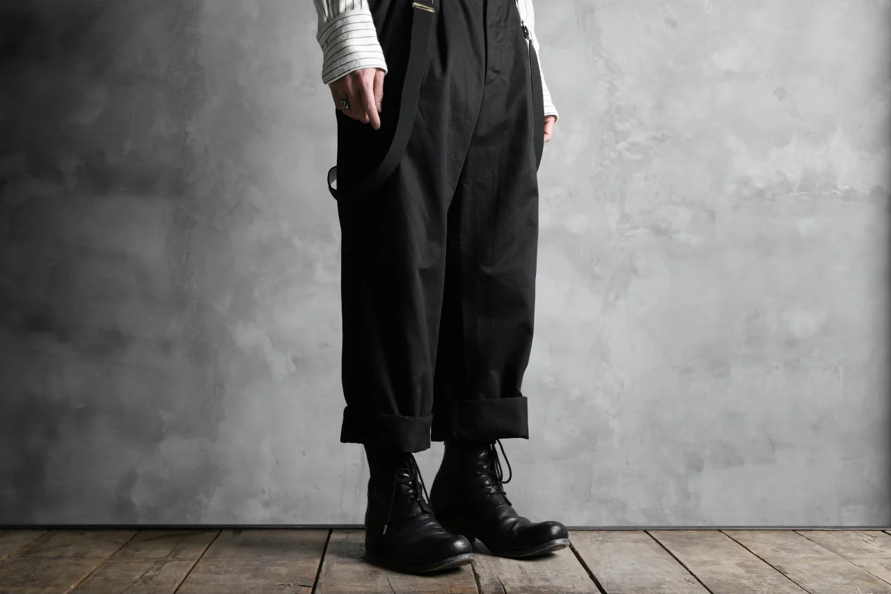 KLASICA GRIOTTE 2 TUCKED WIDE TROUSERS / CHINO CLOTH (BLACK) - Image 45