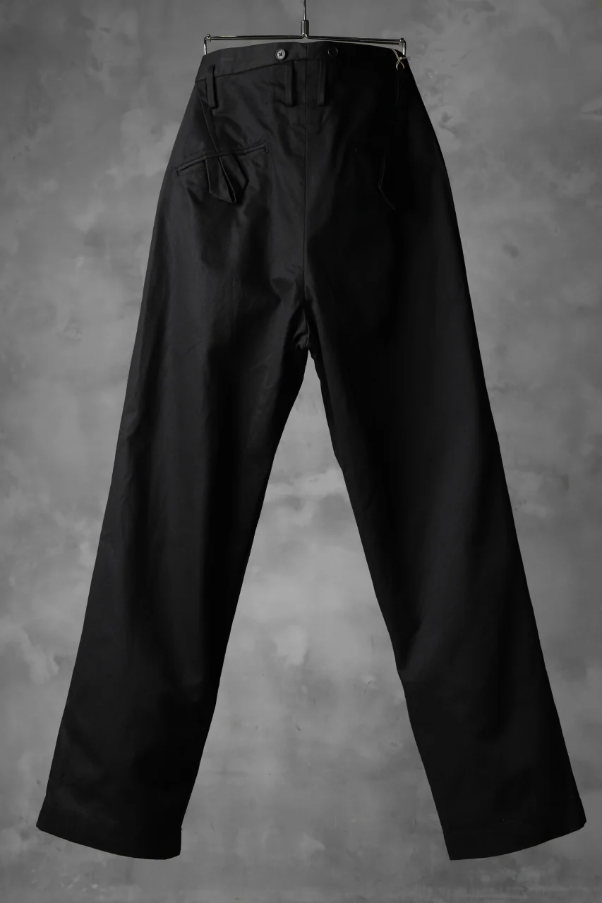 KLASICA GRIOTTE 2 TUCKED WIDE TROUSERS / CHINO CLOTH (BLACK) - Image 6