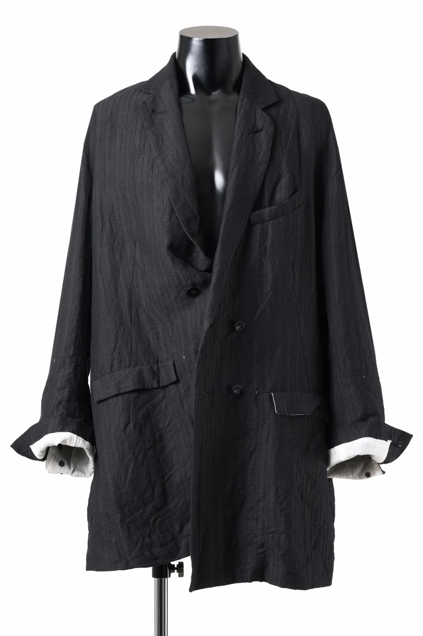 KLASICA HELLEN - Hb DOUBLE BREASTED SEMI LONG BLAZER / HIGH DENSITY HERRING BONE (DARK NIGHT) - Image 2
