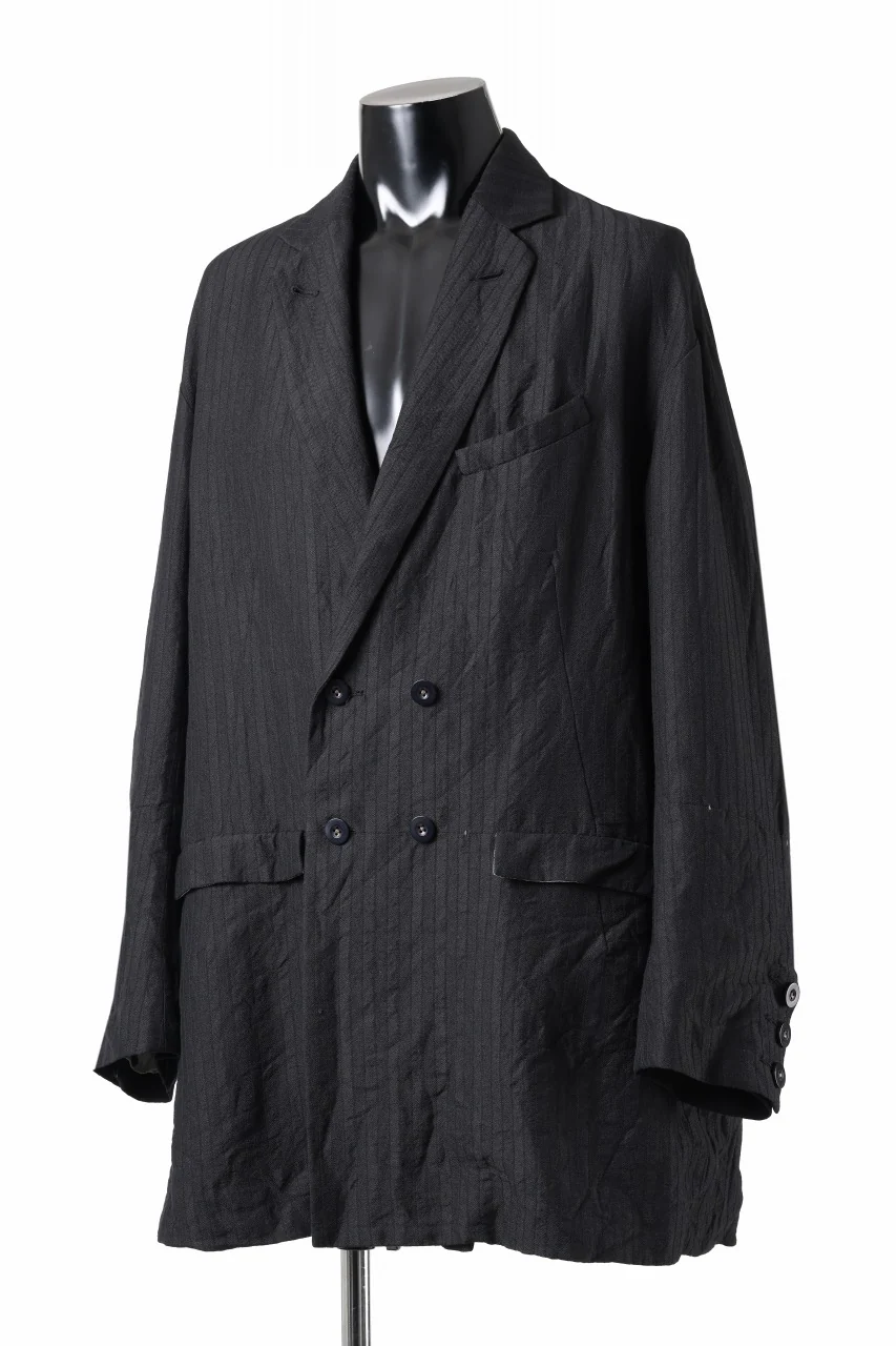 KLASICA HELLEN - Hb DOUBLE BREASTED SEMI LONG BLAZER / HIGH DENSITY HERRING BONE (DARK NIGHT) - Image 3