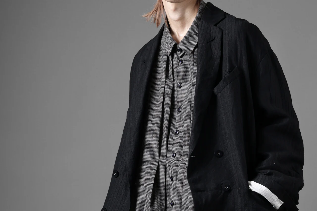 KLASICA HELLEN - Hb DOUBLE BREASTED SEMI LONG BLAZER / HIGH DENSITY HERRING BONE (DARK NIGHT) - Image 37