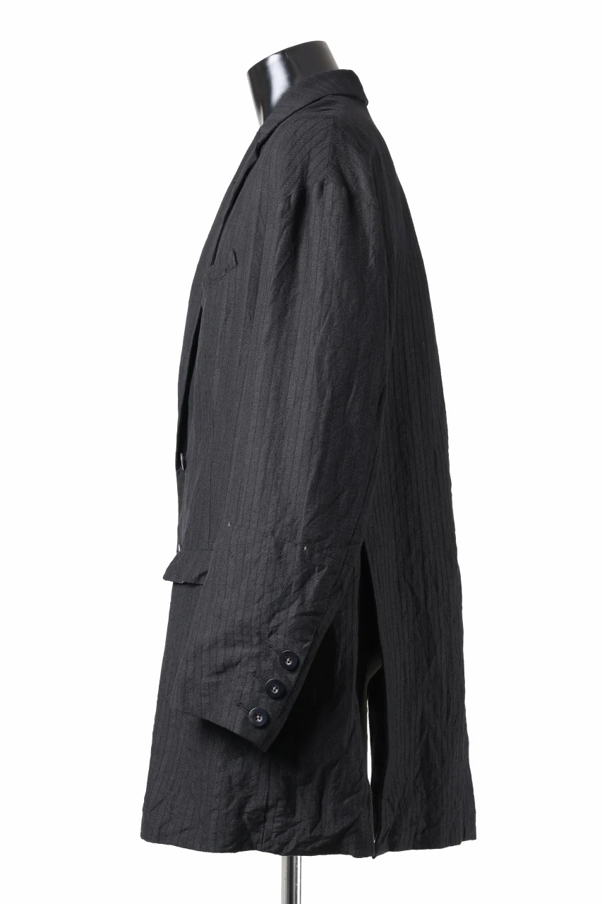 KLASICA HELLEN - Hb DOUBLE BREASTED SEMI LONG BLAZER / HIGH DENSITY HERRING BONE (DARK NIGHT) - Image 4