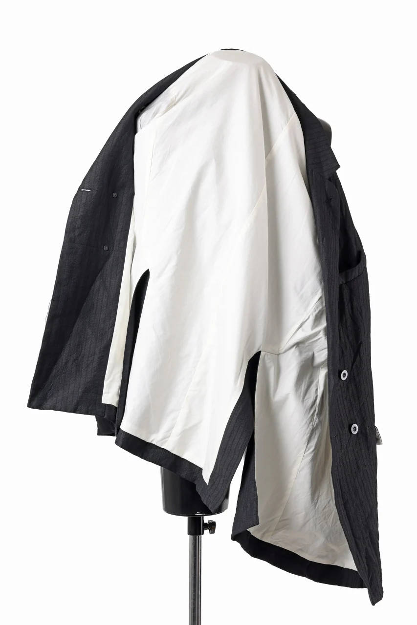 KLASICA HELLEN - Hb DOUBLE BREASTED SEMI LONG BLAZER / HIGH DENSITY HERRING BONE (DARK NIGHT) - Image 8