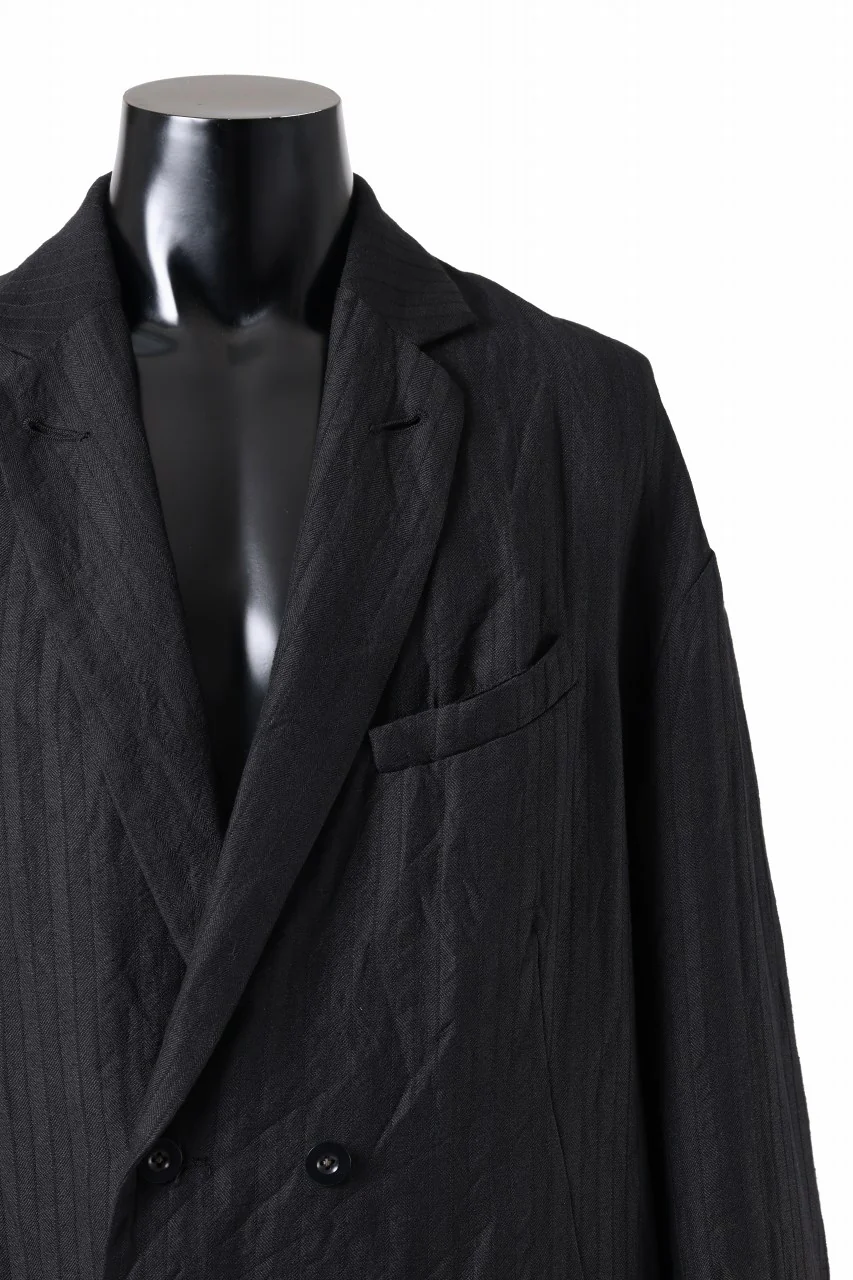 KLASICA HELLEN - Hb DOUBLE BREASTED SEMI LONG BLAZER / HIGH DENSITY HERRING BONE (DARK NIGHT) - Image 9