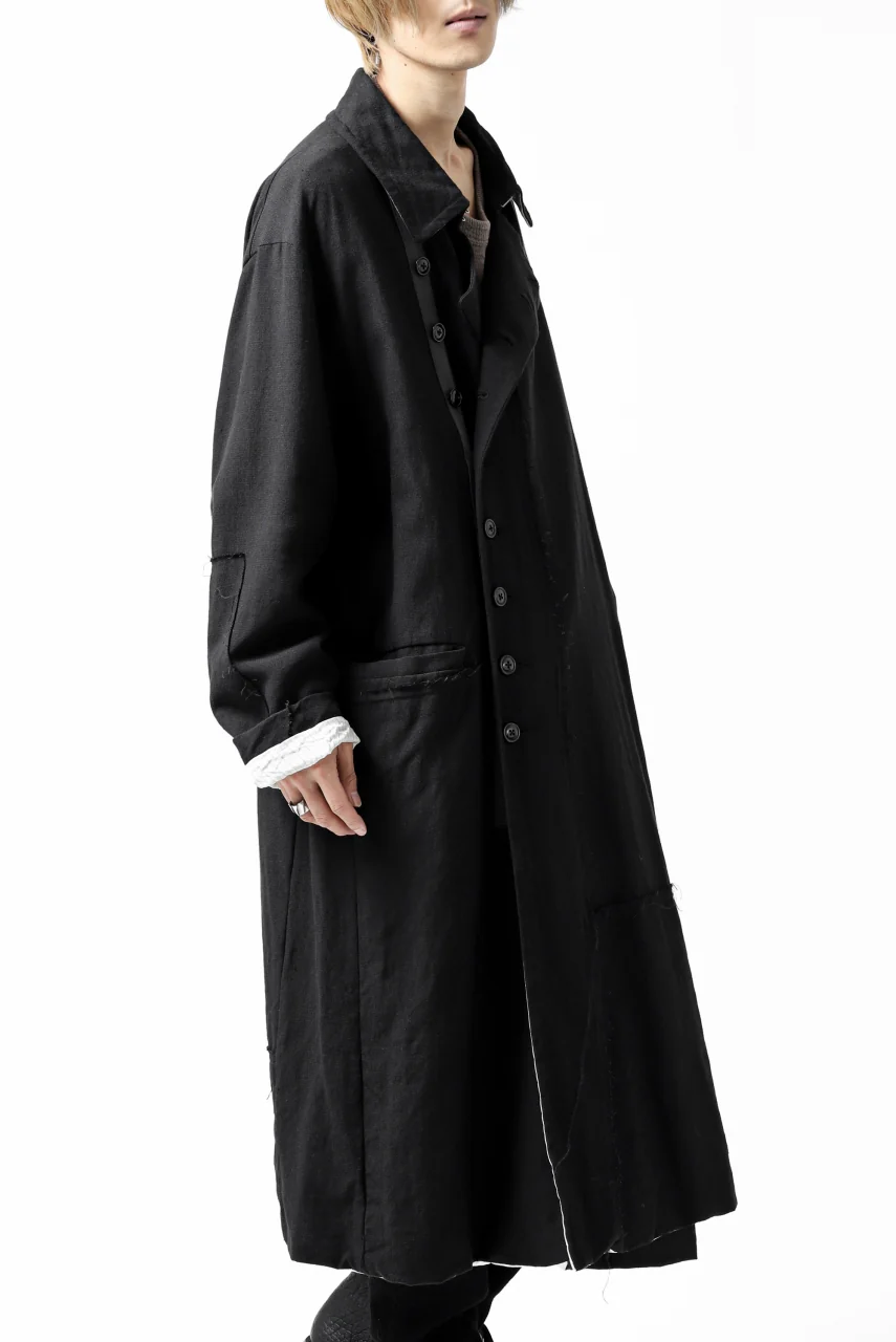 KLASICA HM-C DOUBLE BREASTED COAT / MONOTONE HOUND TOOTH (BLACK) - Image 3