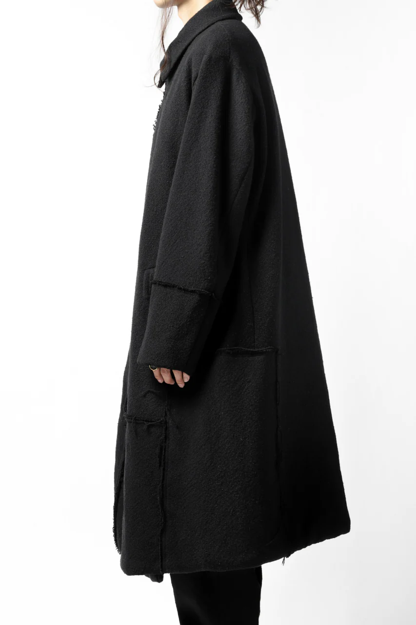 KLASICA HM-C DOUBLE BREASTED COAT with BONDED LINING / WOOLxSILK BOLD DUNGAREES (BLACK) - Image 14
