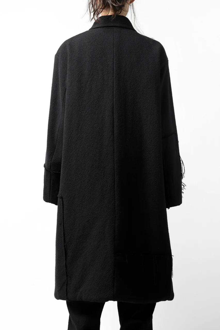 KLASICA HM-C DOUBLE BREASTED COAT with BONDED LINING / WOOLxSILK BOLD DUNGAREES (BLACK) - Image 15