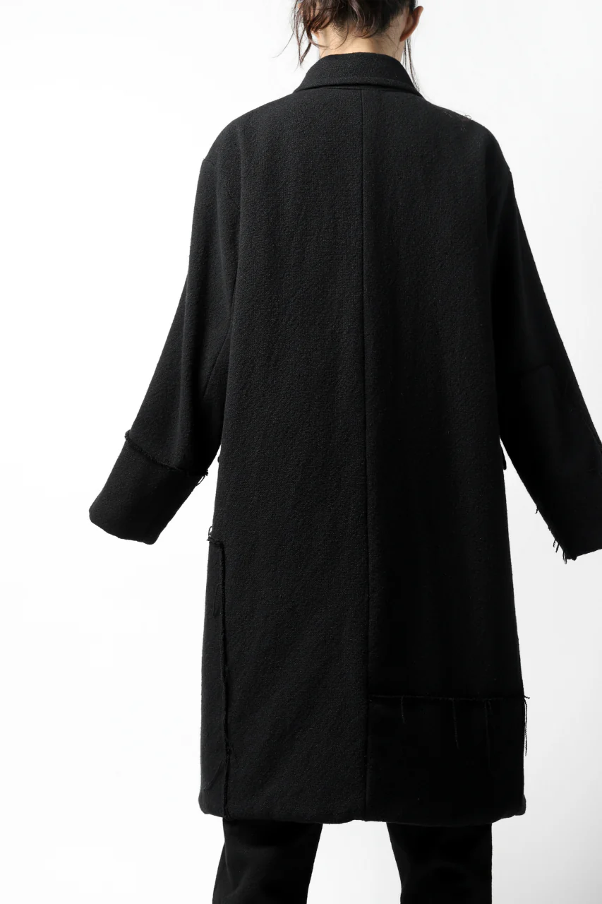 KLASICA HM-C DOUBLE BREASTED COAT with BONDED LINING / WOOLxSILK BOLD DUNGAREES (BLACK) - Image 16