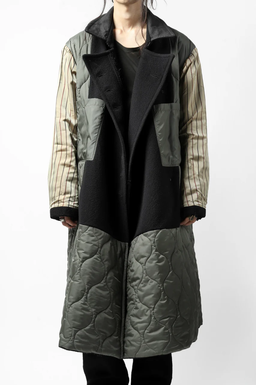 KLASICA HM-C DOUBLE BREASTED COAT with BONDED LINING / WOOLxSILK BOLD DUNGAREES (BLACK) - Image 18