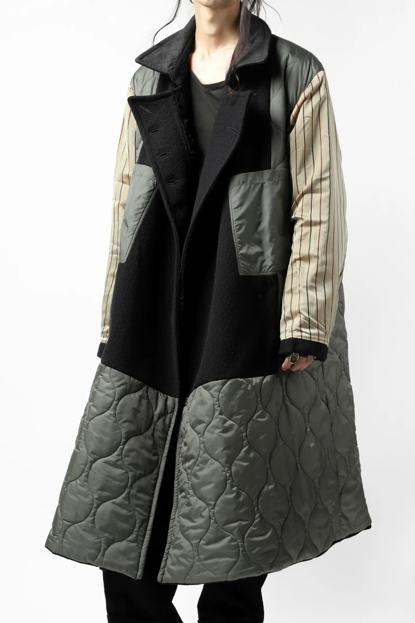 KLASICA HM-C DOUBLE BREASTED COAT with BONDED LINING / WOOLxSILK BOLD DUNGAREES (BLACK) - Image 19