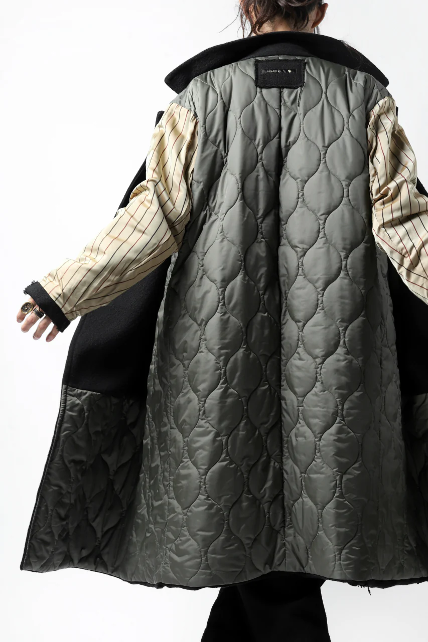 KLASICA HM-C DOUBLE BREASTED COAT with BONDED LINING / WOOLxSILK BOLD DUNGAREES (BLACK) - Image 20