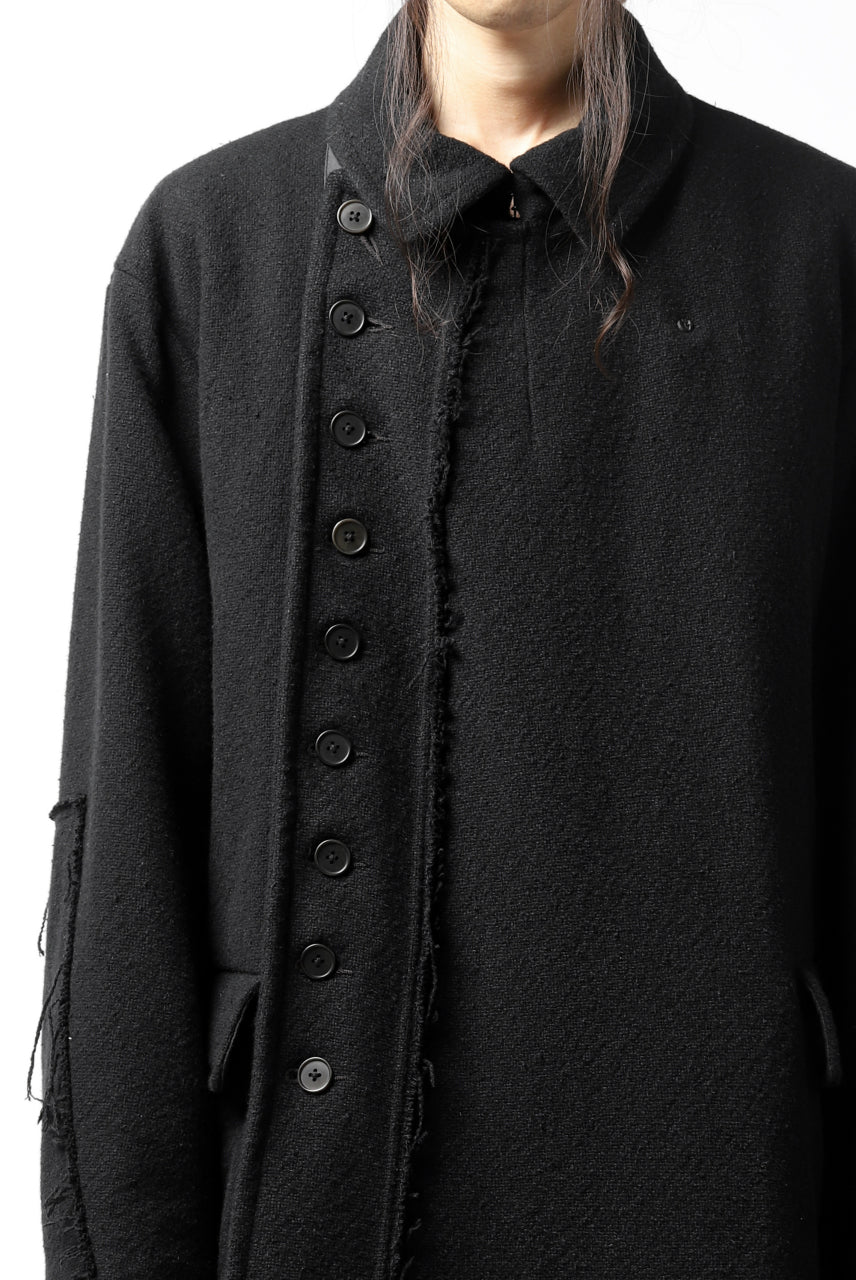KLASICA HM-C DOUBLE BREASTED COAT with BONDED LINING / WOOLxSILK BOLD DUNGAREES (BLACK) - Image 21