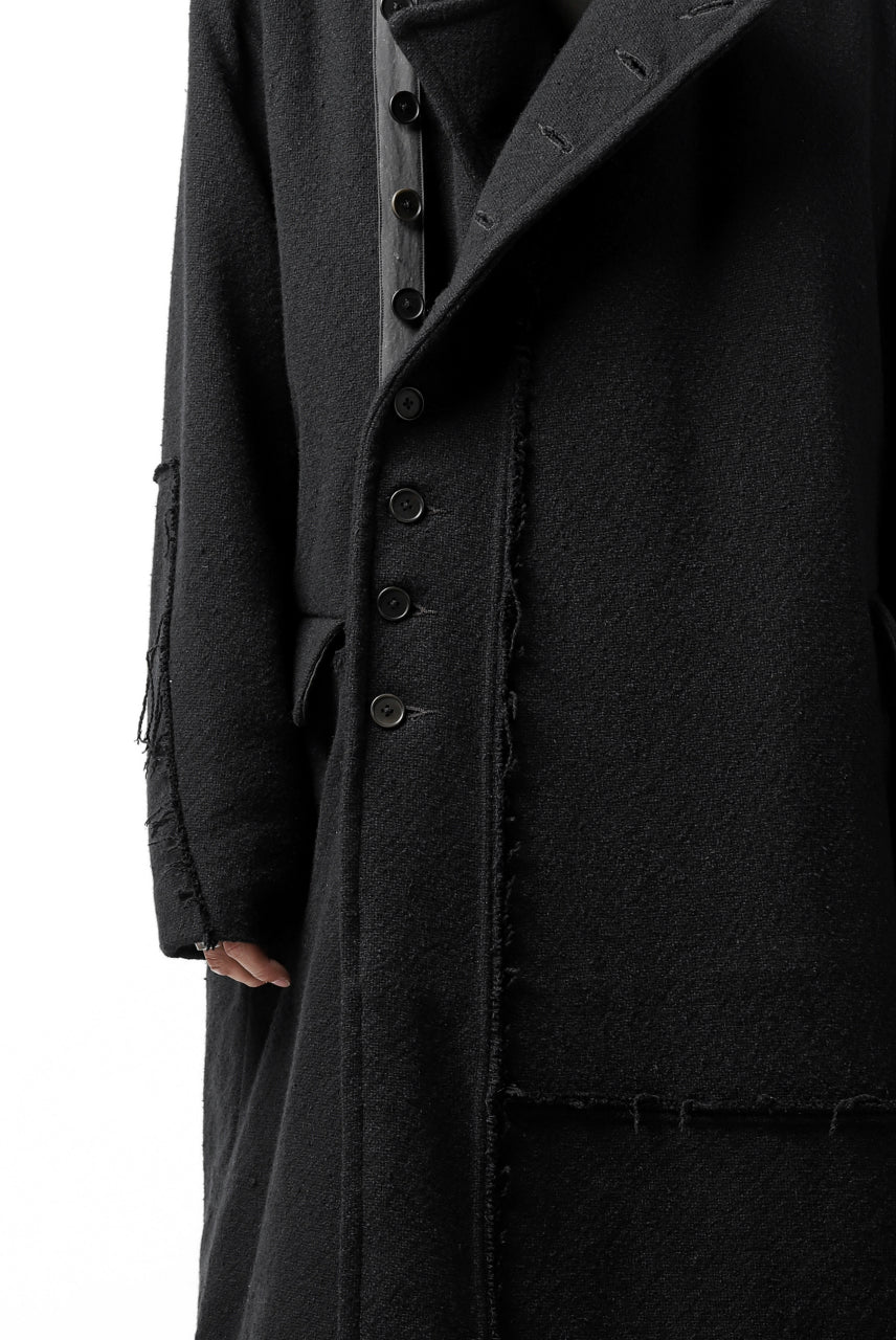 KLASICA HM-C DOUBLE BREASTED COAT with BONDED LINING / WOOLxSILK BOLD DUNGAREES (BLACK) - Image 23