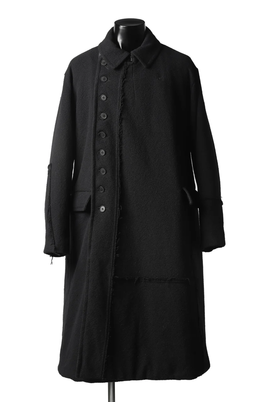 KLASICA HM-C DOUBLE BREASTED COAT with BONDED LINING / WOOLxSILK BOLD DUNGAREES (BLACK) - Image 24