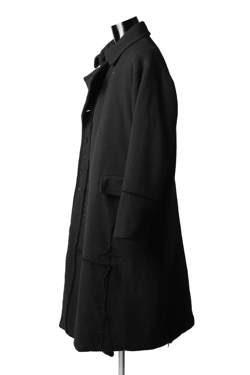 KLASICA HM-C DOUBLE BREASTED COAT with BONDED LINING / WOOLxSILK BOLD DUNGAREES (BLACK) - Image 26