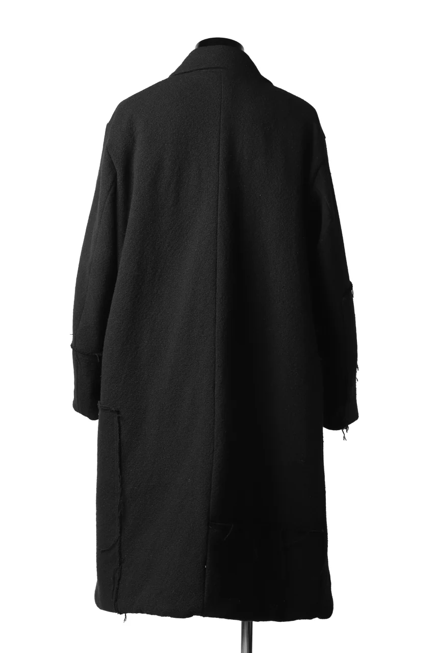 KLASICA HM-C DOUBLE BREASTED COAT with BONDED LINING / WOOLxSILK BOLD DUNGAREES (BLACK) - Image 27