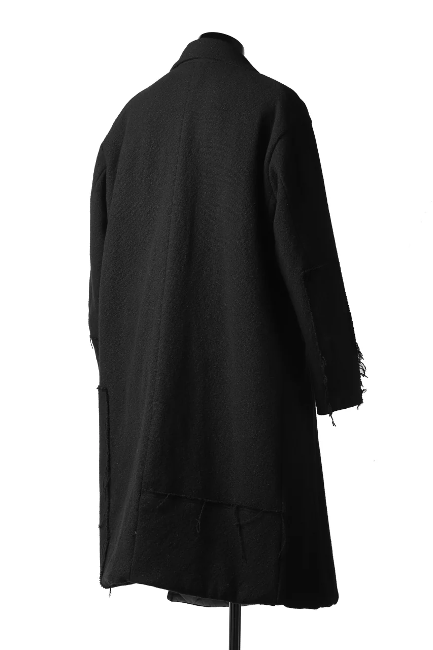 KLASICA HM-C DOUBLE BREASTED COAT with BONDED LINING / WOOLxSILK BOLD DUNGAREES (BLACK) - Image 28