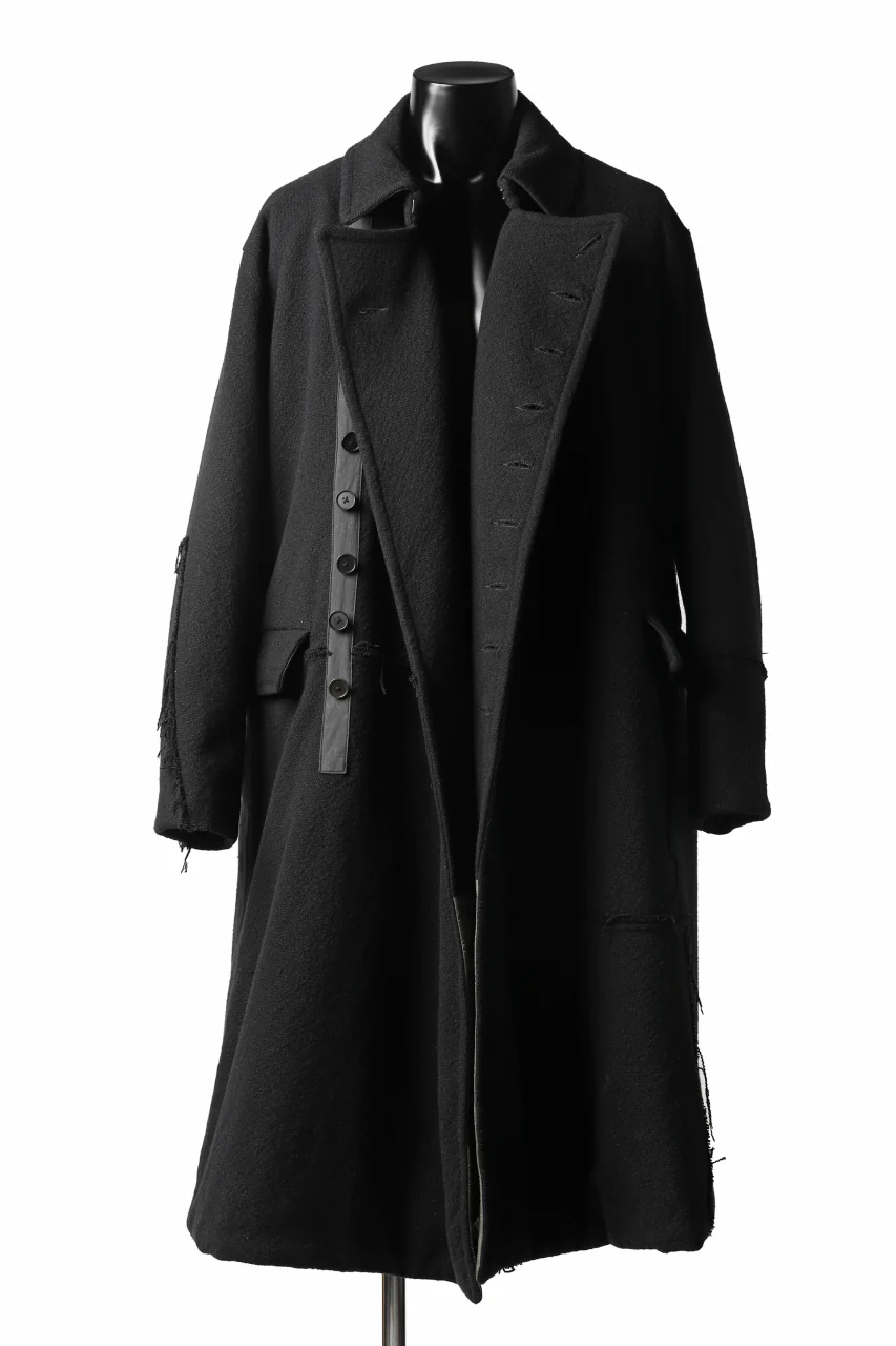 KLASICA HM-C DOUBLE BREASTED COAT with BONDED LINING / WOOLxSILK BOLD DUNGAREES (BLACK) - Image 29