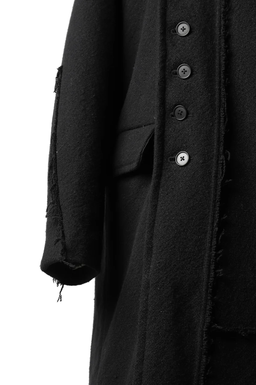 KLASICA HM-C DOUBLE BREASTED COAT with BONDED LINING / WOOLxSILK BOLD DUNGAREES (BLACK) - Image 32