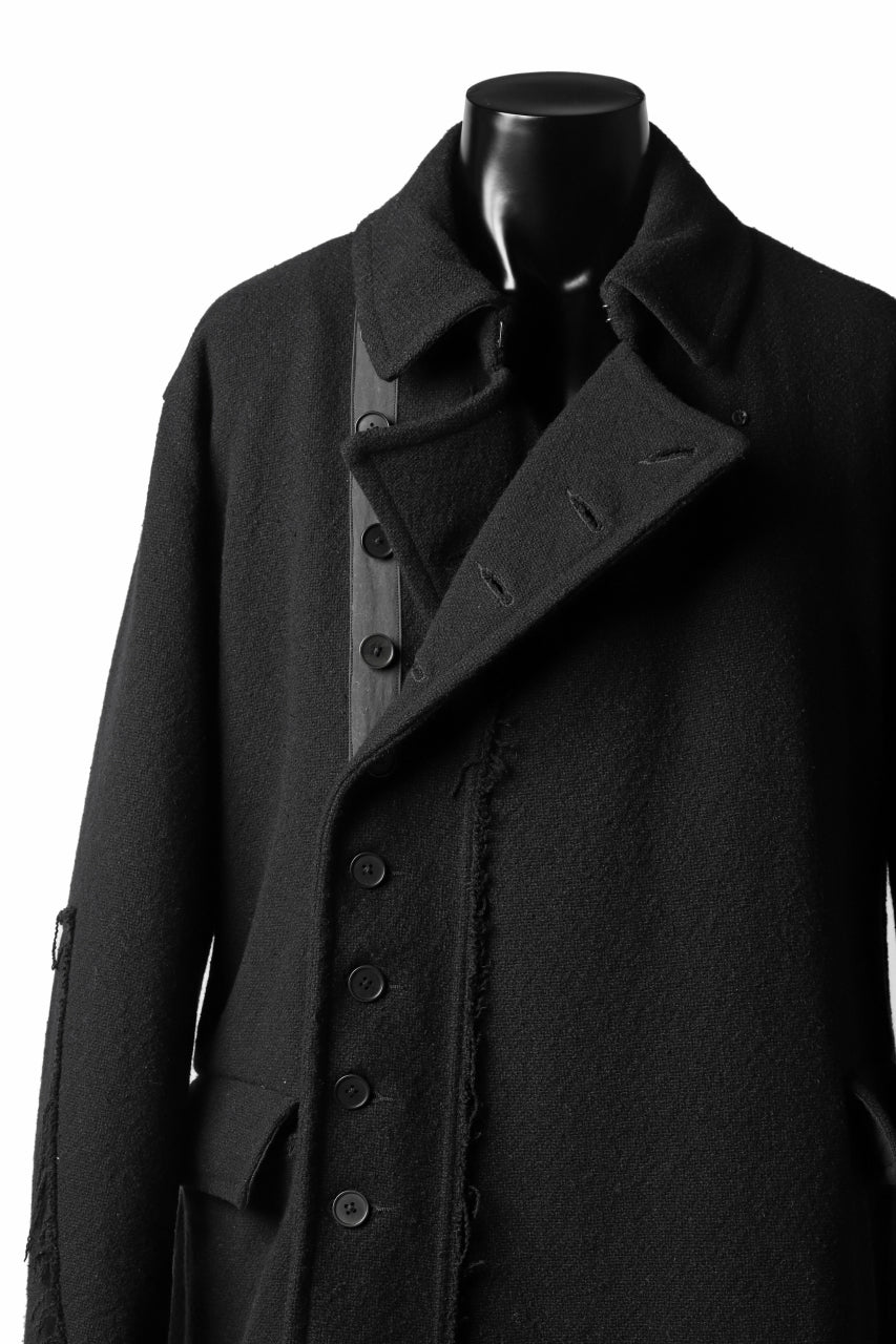 KLASICA HM-C DOUBLE BREASTED COAT with BONDED LINING / WOOLxSILK BOLD DUNGAREES (BLACK) - Image 33
