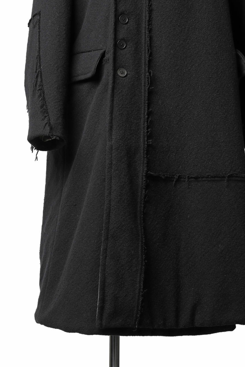 KLASICA HM-C DOUBLE BREASTED COAT with BONDED LINING / WOOLxSILK BOLD DUNGAREES (BLACK) - Image 35