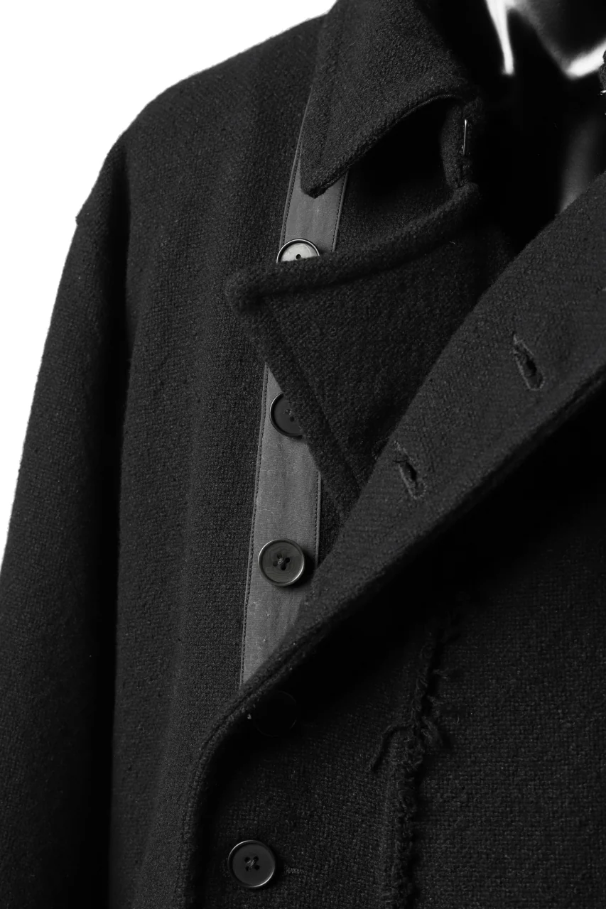 KLASICA HM-C DOUBLE BREASTED COAT with BONDED LINING / WOOLxSILK BOLD DUNGAREES (BLACK) - Image 36