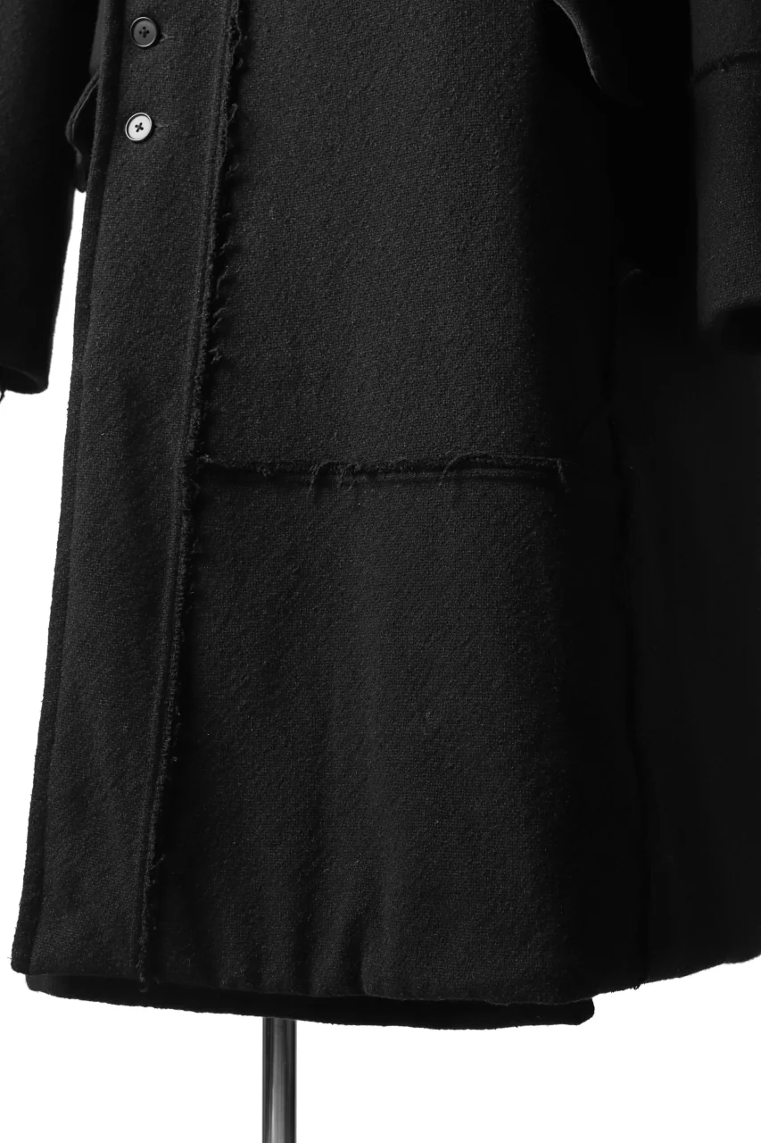 KLASICA HM-C DOUBLE BREASTED COAT with BONDED LINING / WOOLxSILK BOLD DUNGAREES (BLACK) - Image 37
