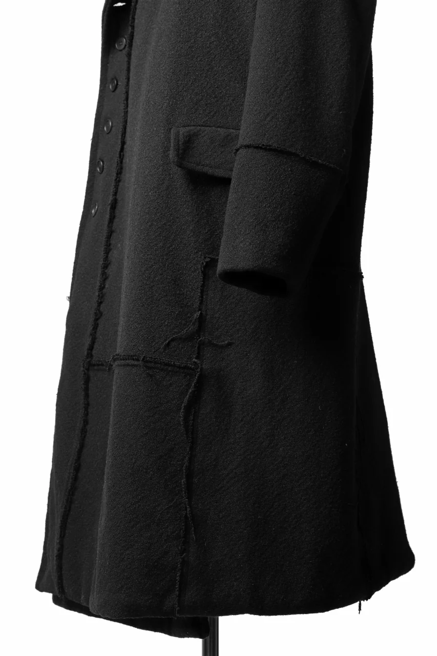 KLASICA HM-C DOUBLE BREASTED COAT with BONDED LINING / WOOLxSILK BOLD DUNGAREES (BLACK) - Image 38