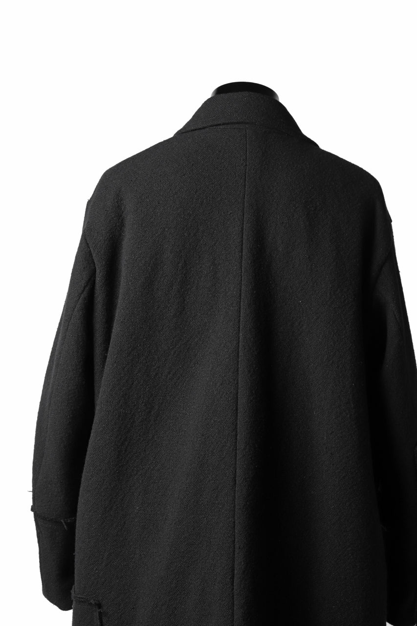 KLASICA HM-C DOUBLE BREASTED COAT with BONDED LINING / WOOLxSILK BOLD DUNGAREES (BLACK) - Image 39