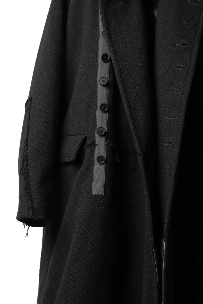 KLASICA HM-C DOUBLE BREASTED COAT with BONDED LINING / WOOLxSILK BOLD DUNGAREES (BLACK) - Image 40