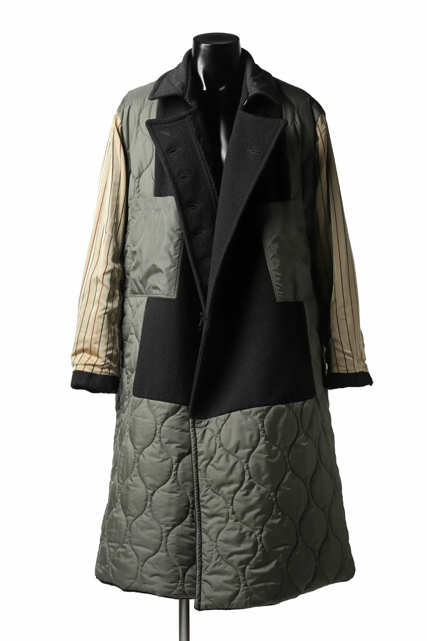 KLASICA HM-C DOUBLE BREASTED COAT with BONDED LINING / WOOLxSILK BOLD DUNGAREES (BLACK) - Image 41